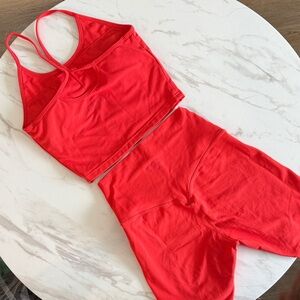 TSL Red Women's Crop Top and High-Waist Shorts Set